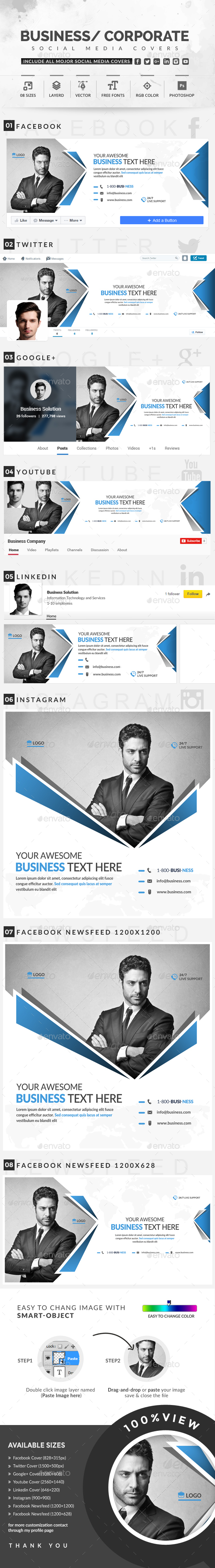 Corporate Social Media Covers - Social Media Web Elements