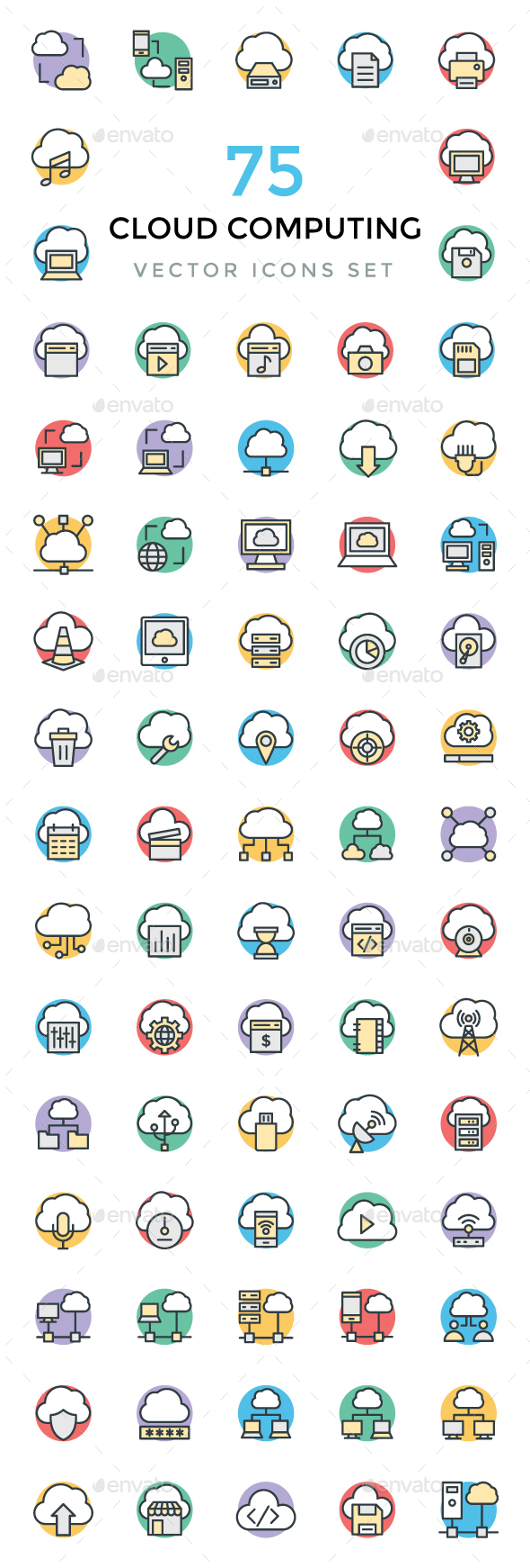 75 Cloud Computing Vector Icons - Icons
