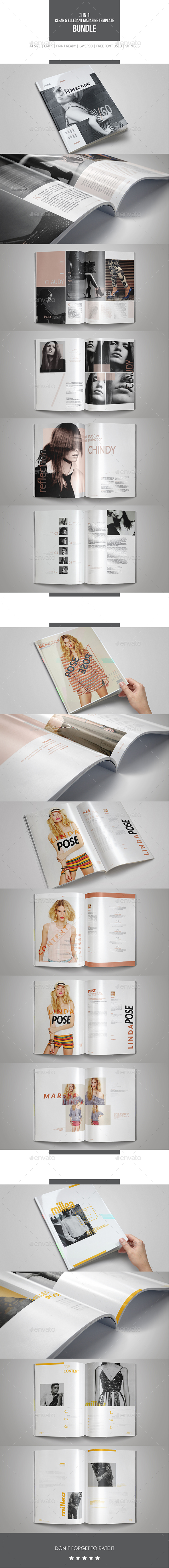 3 in 1 Magazine Template Bundle - Magazines Print Templates