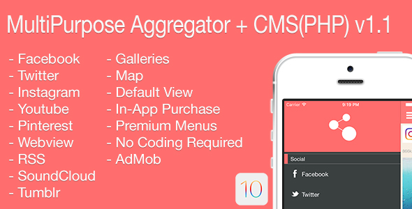 Multi-Purpose Aggregator + CMS(PHP) iOS Application v1.1 - CodeCanyon Item for Sale