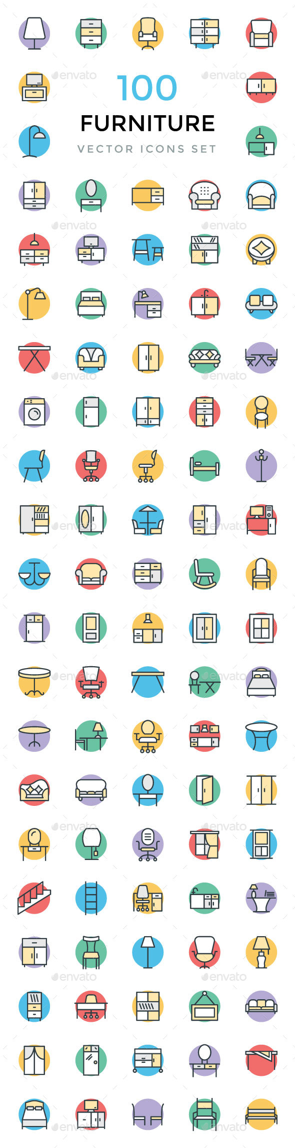 100 Furniture Vector Icons - Icons