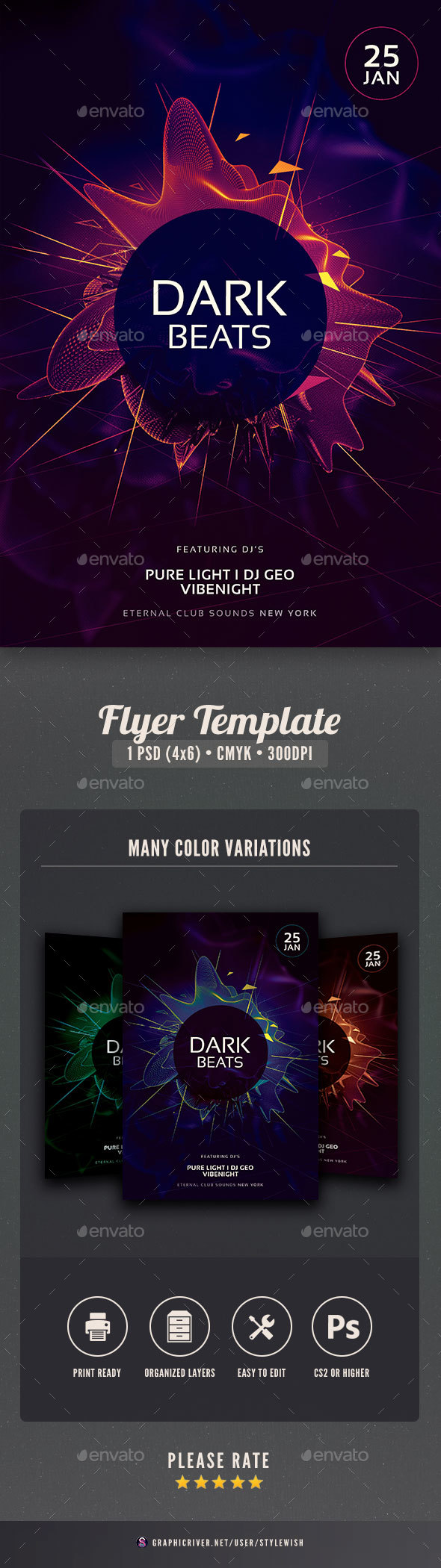 Dark Beats Flyer Template - Clubs & Parties Events