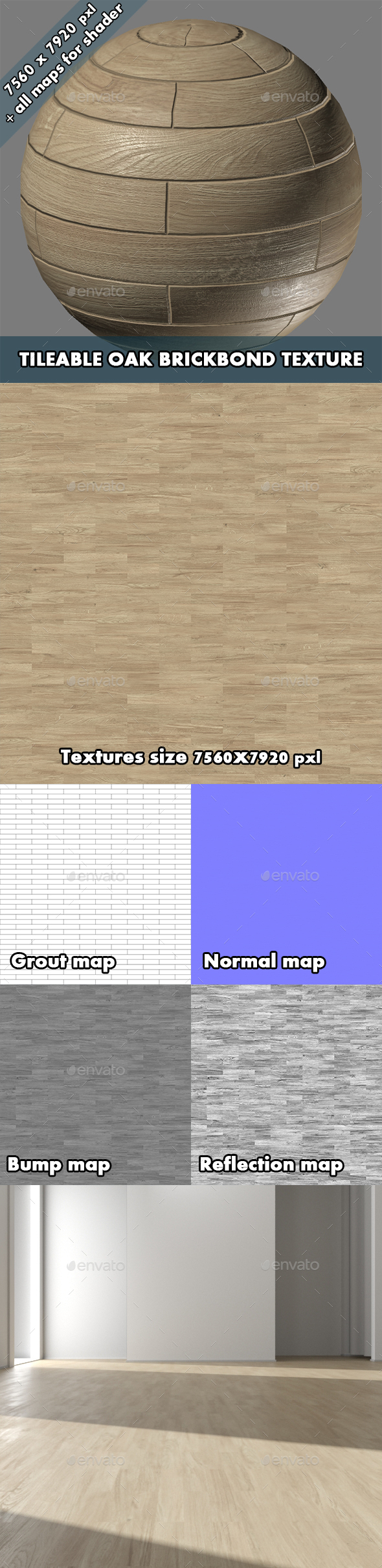 Oak Brickbond Wood Flooring vol.1.1 - 3DOcean Item for Sale