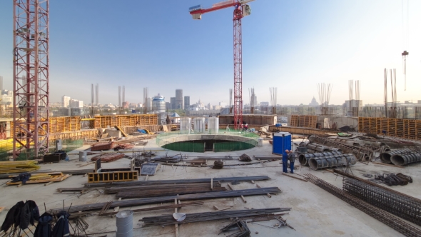 Construction Site on Which To Build High-rise Buildings  Hyperlapse alt