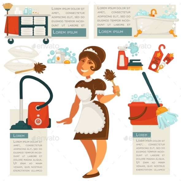 Vector Housemaid and Cleaning Supplies. - People Characters
