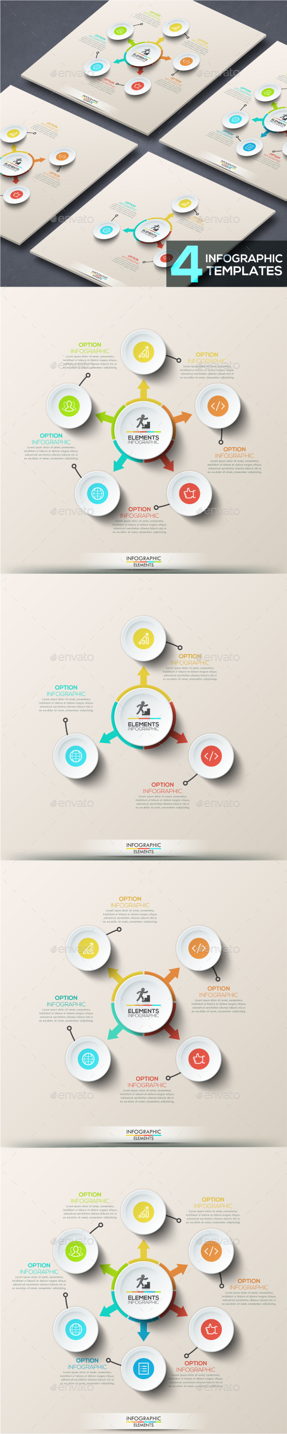 Modern Infographic Connection Templates (4 Items) - Infographics