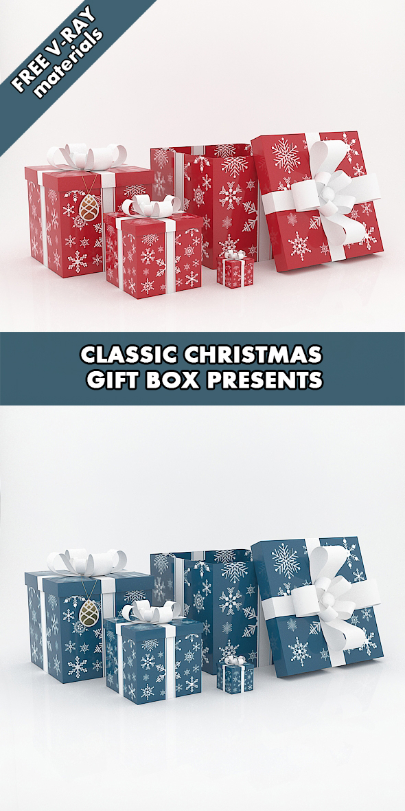 Classic Christmas Gift Boxes - 3DOcean Item for Sale