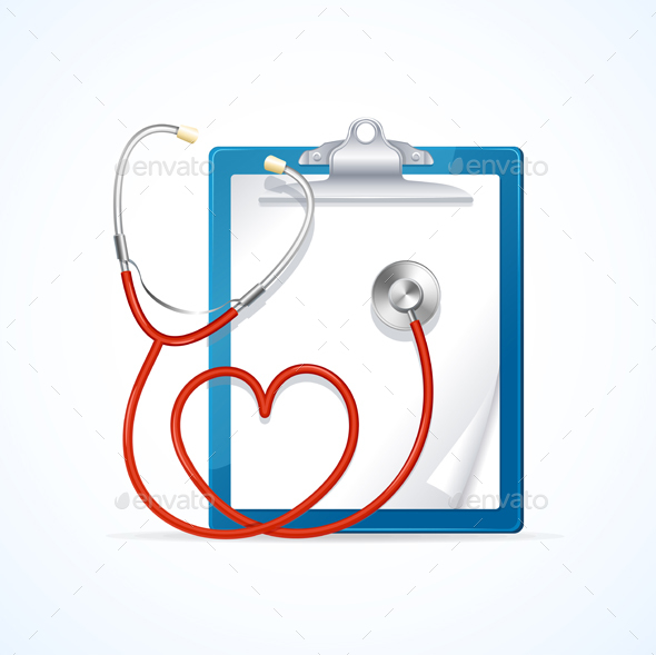 Medical Concept Stethoscope and Clipboard. Vector - Health/Medicine Conceptual