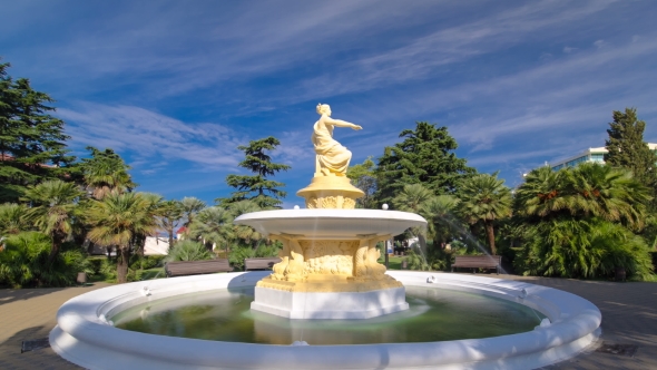 The Goddess of Navigation Fountain in Front of the Passenger Terminal  Hyperlapse alt