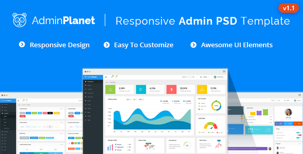 Admin Planet - Dashboard Psd Template - Business Corporate