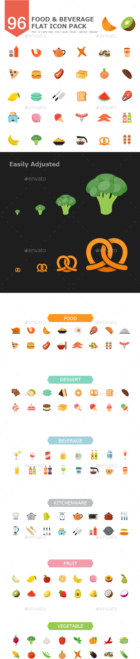 96 Food&Beverage Color Flat Icon - Food Objects