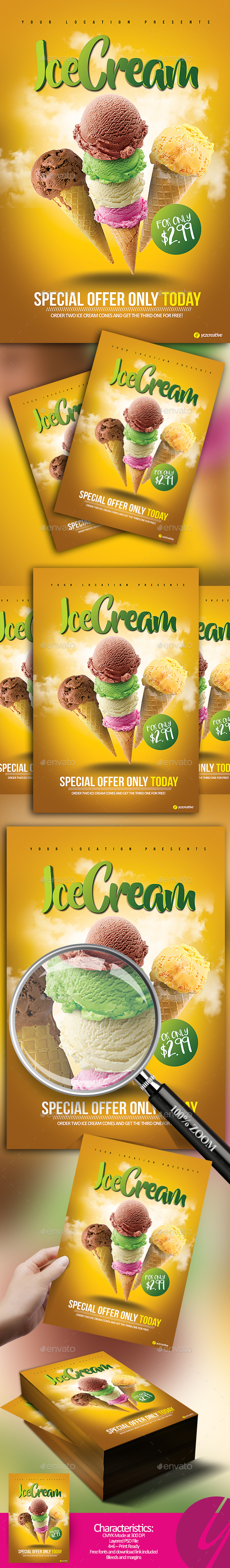 Icecream Flavor Offer - Food Menus Print Templates