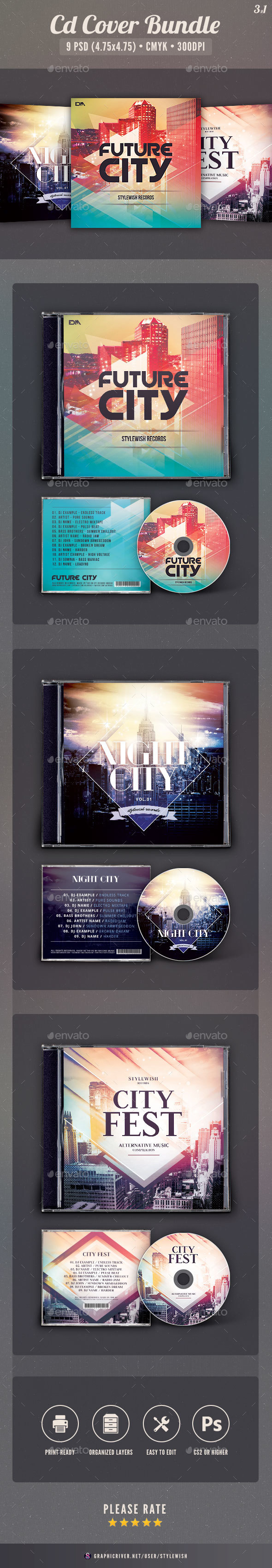 City CD Cover Bundle Vol.04 - CD & DVD Artwork Print Templates
