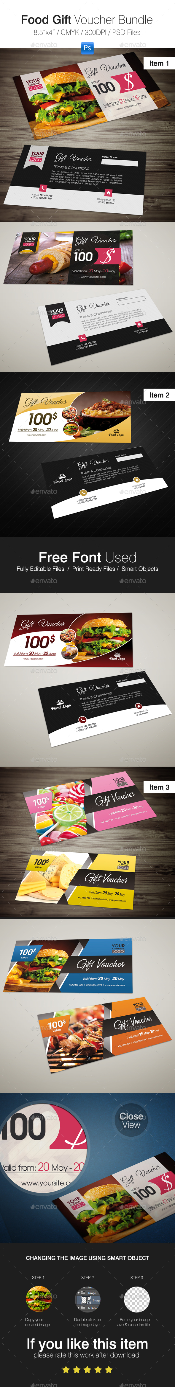 Food Gift Voucher Bundle - Cards & Invites Print Templates