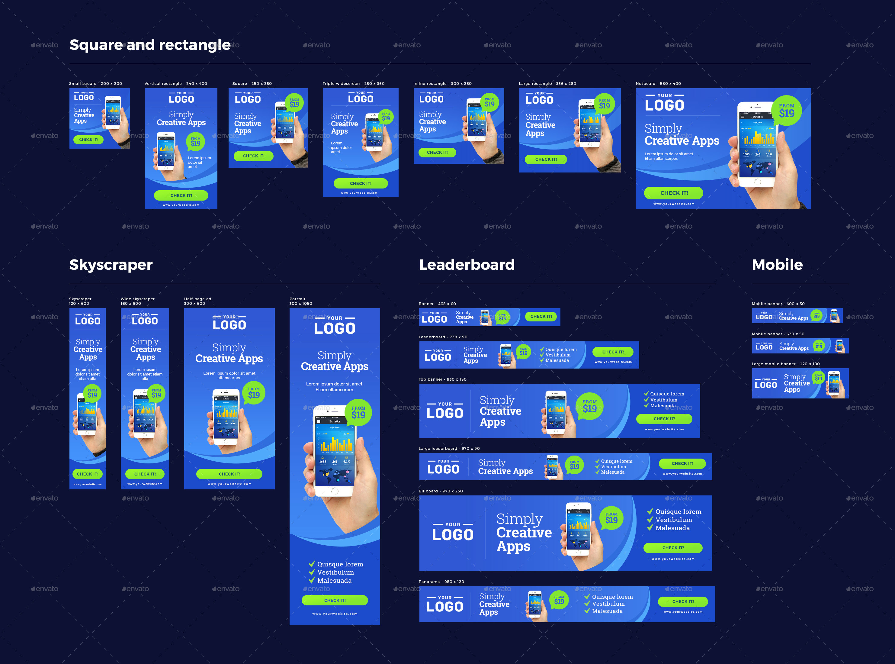 Mobile App  Banners by RebelBrand GraphicRiver
