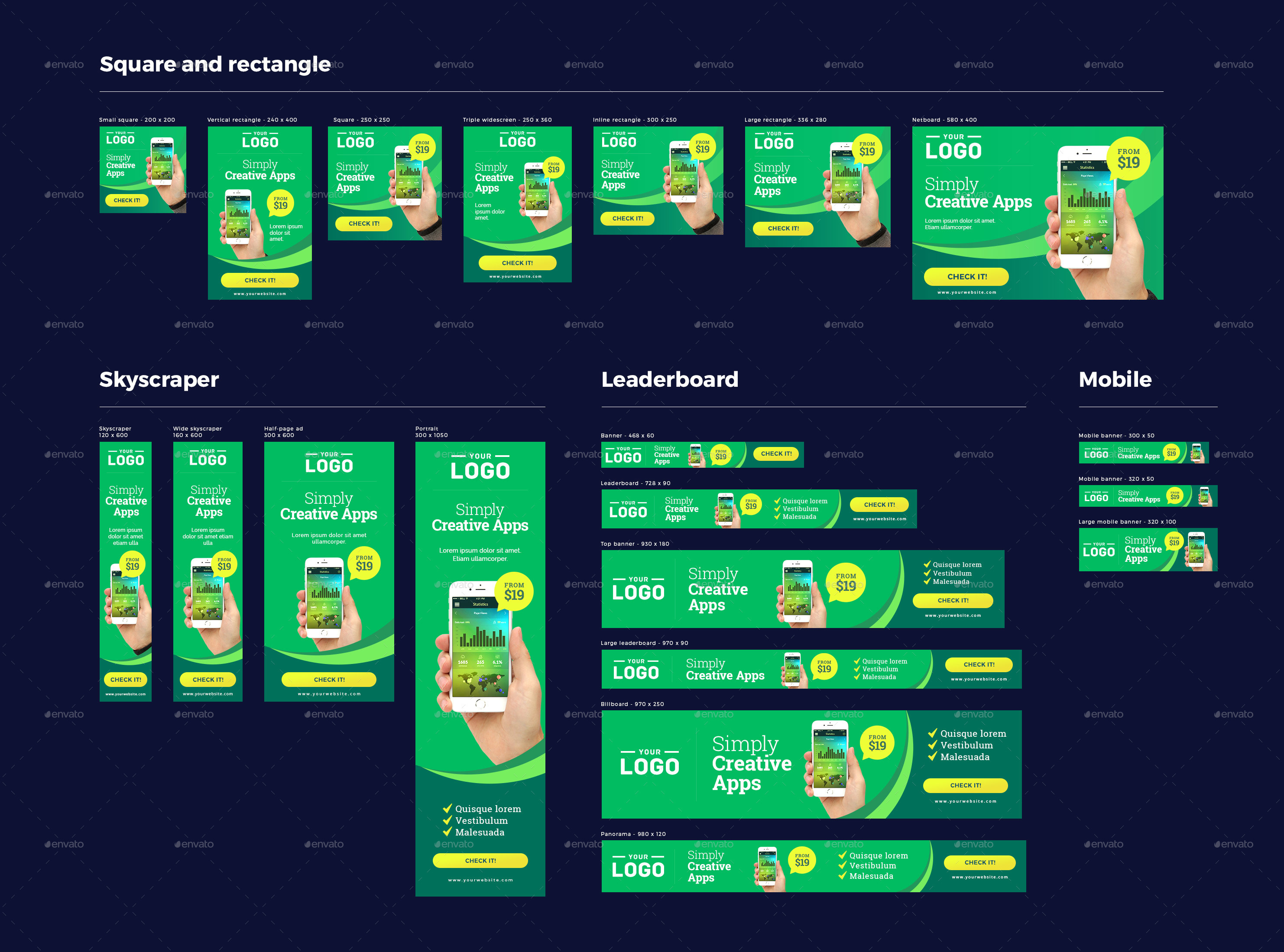 Mobile App  Banners by RebelBrand GraphicRiver