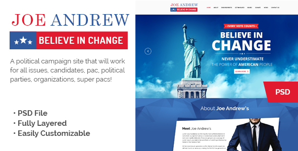 JOE Political Campaign - ThemeForest 19120966