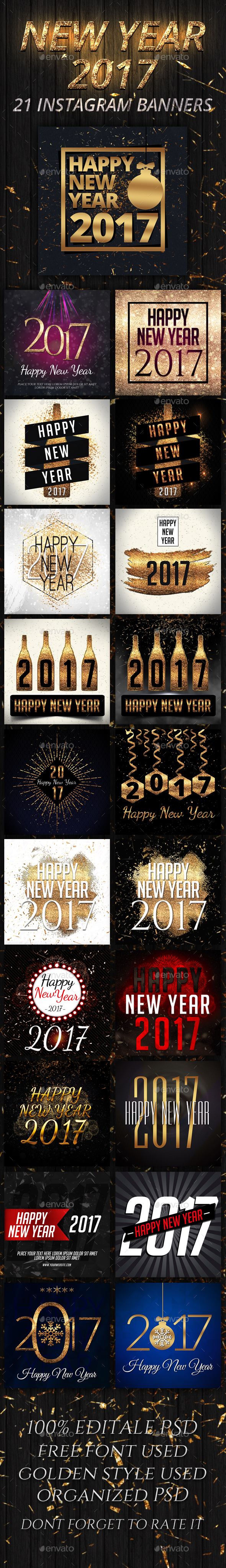 New Year 21 Instagram Banners - Social Media Web Elements