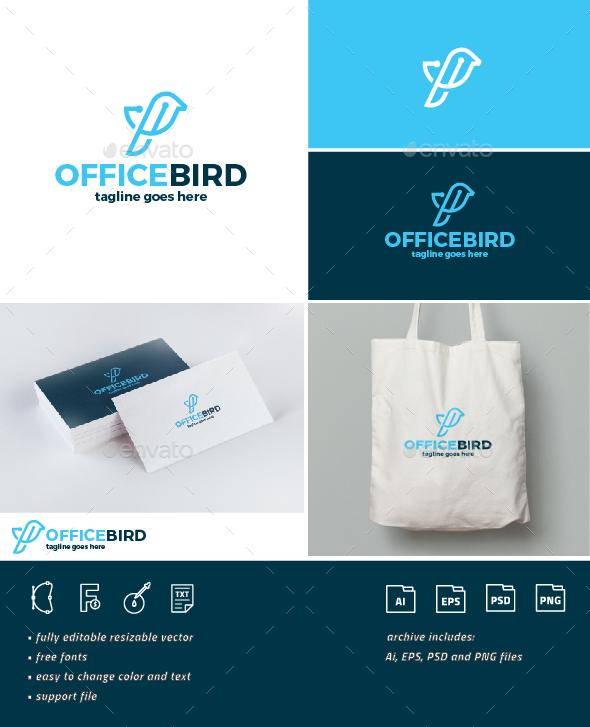 Office Bird Logo - Animals Logo Templates
