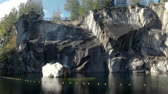 Beautiful Aerial Footage of Ruskeala Mountain Park in Karelia in alt