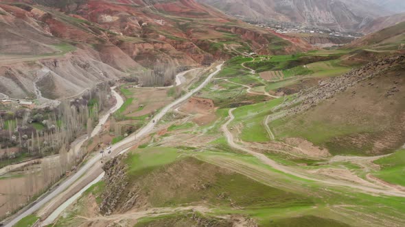 Amazing Breathtaking Aerial View of Mountain Valley in Tajikistan