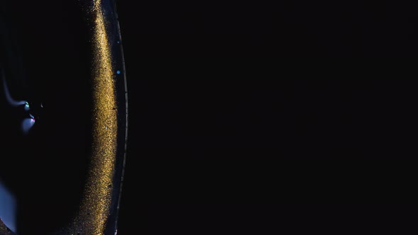 Visual Fluid Art. Colorful Space Metallic Glittering Particle. Acrylic Paint Spread Blast alt