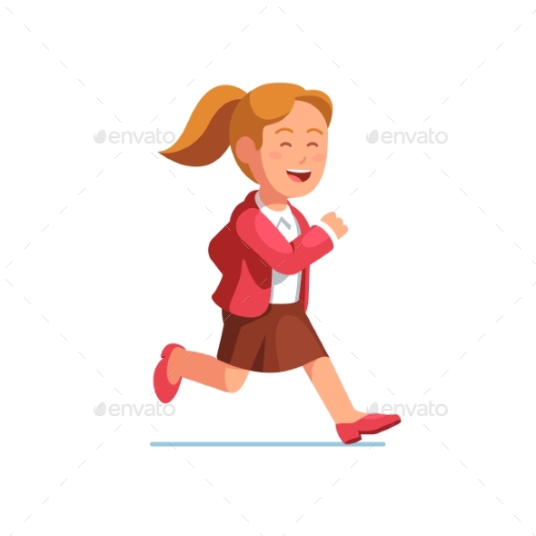 Careless and Happy Business Woman Running Fast - People Characters