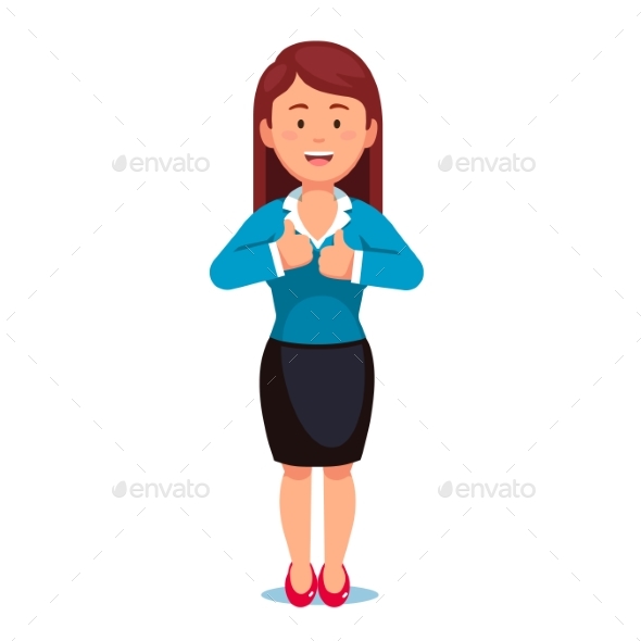 Redhead Businesswoman Showing Thumbs Up Gesture - Concepts Business