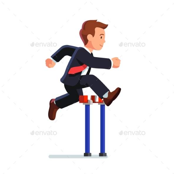 Business Man Competing in a Steeplechase Race - Concepts Business