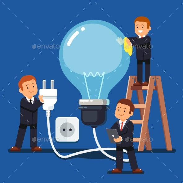 Company Business Man Team Doing Maintenance - People Characters