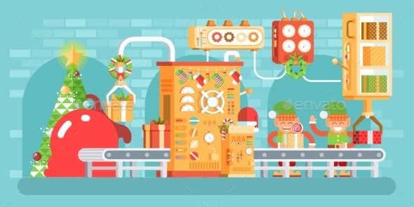 Illustration of Isolated Christmas Conveyor - Christmas Seasons/Holidays