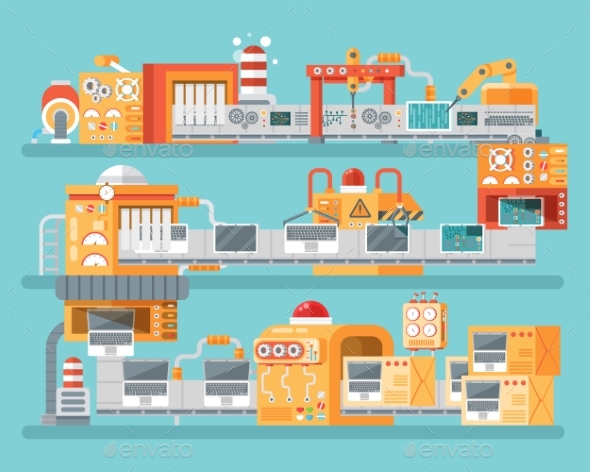 Vertical Illustration of Conveyor for Assembly - Concepts Business