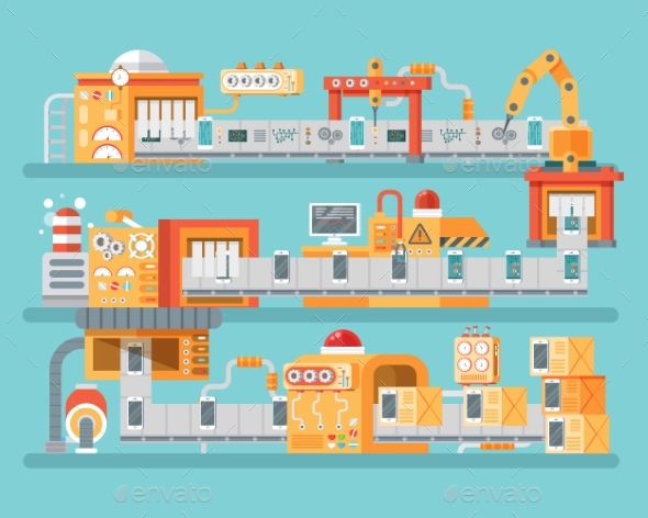 Vertical Illustration of Conveyor for Assembly - Concepts Business