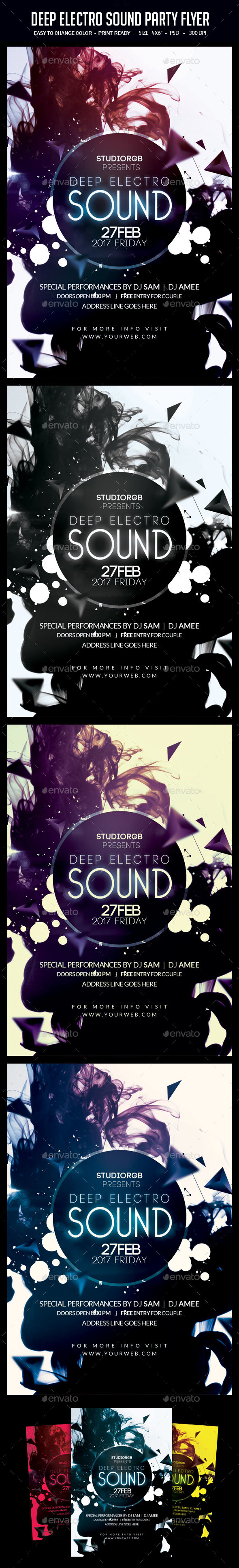 Deep Electro Sound Party Flyer - Clubs & Parties Events