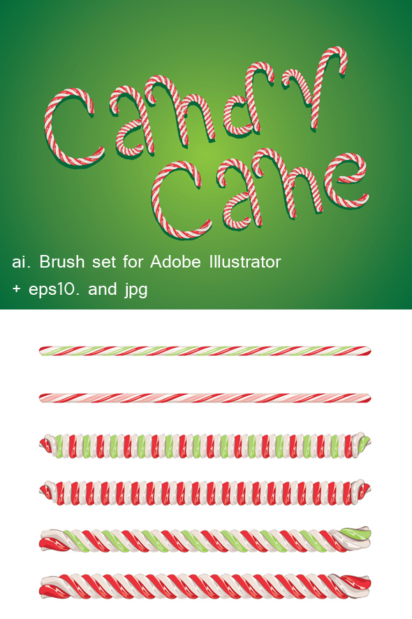 Candy Cane Brushes - Brushes Illustrator