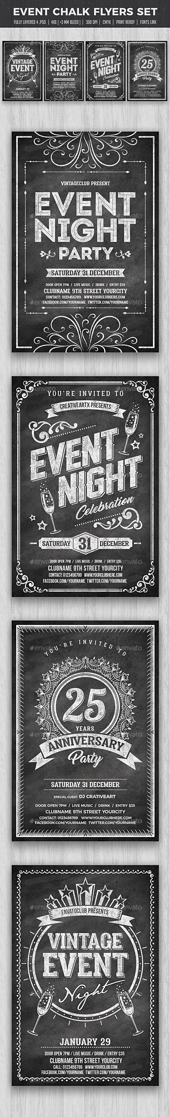 Chalk Event Flyers Set - Events Flyers