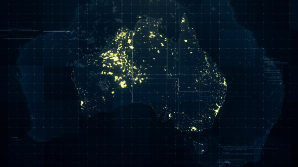 Australia Map Night Lighting Rollback 4K
