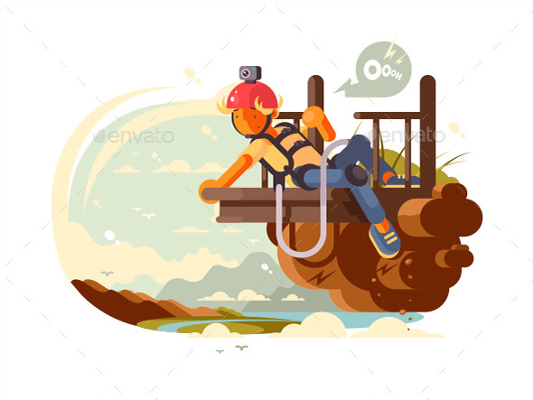 Man Bungee Jumping - People Characters