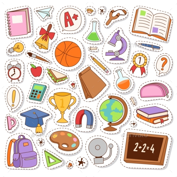School Icons Vector Stickers - Miscellaneous Vectors