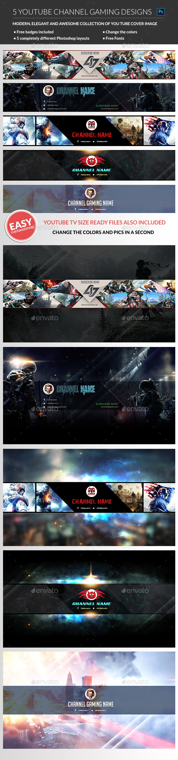 Gaming Youtube Channel Banner By Madridnyc Graphicriver