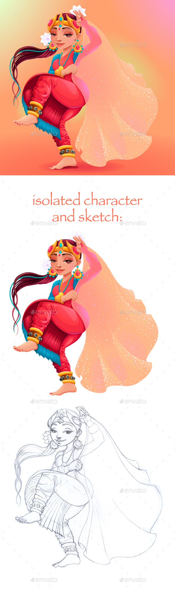 Indian Dancer Representing the Veil of Maya - People Characters