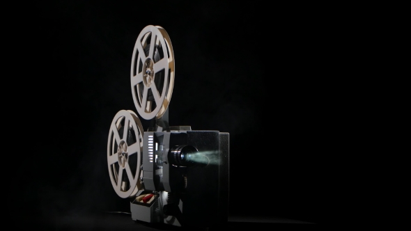 On the Background of a Working Film Projector Smoke, Stock Footage