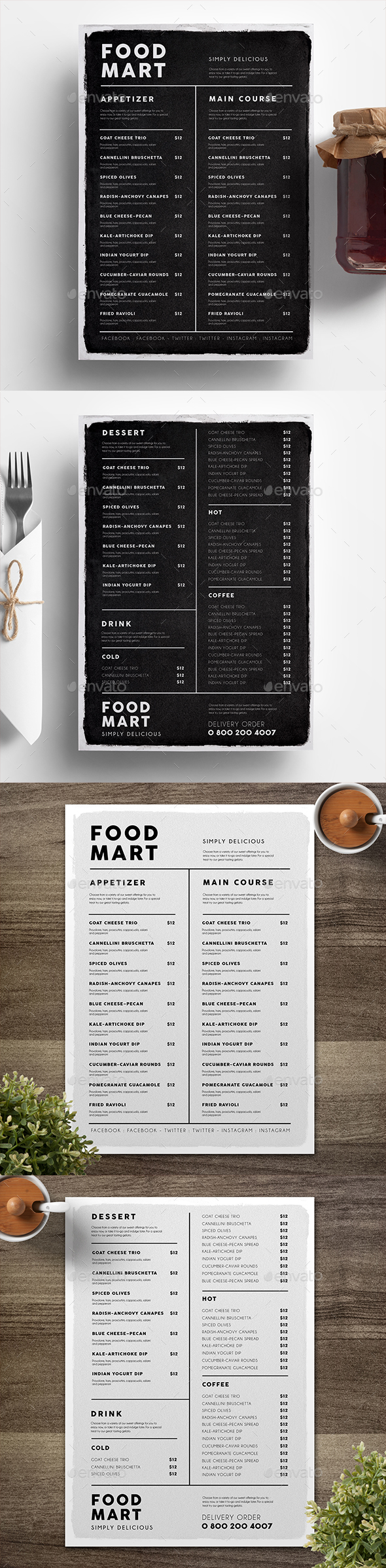 Simple Black & White Menu