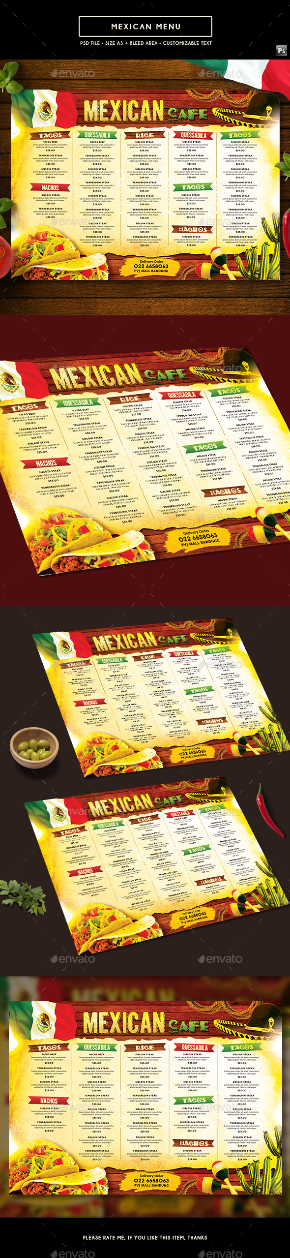 Mexican Menu - Food Menus Print Templates