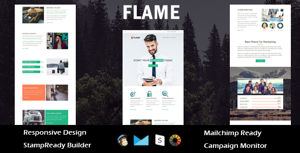 Flame - Multipurpose Responsive Email Template + Stampready Builder