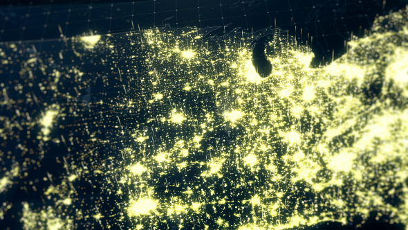 USA Map Night Lighting Close View HD