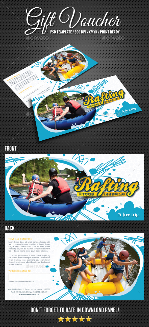 Rafting Gift Voucher V1 - Cards & Invites Print Templates