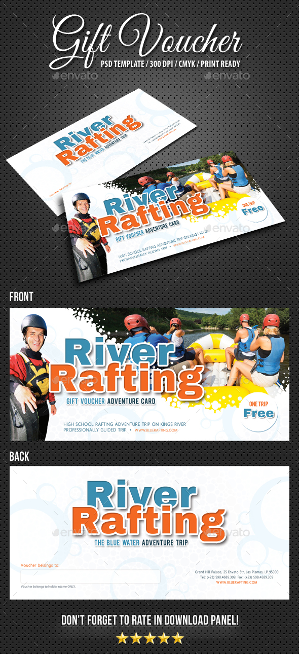 Rafting Gift Voucher V2 - Cards & Invites Print Templates
