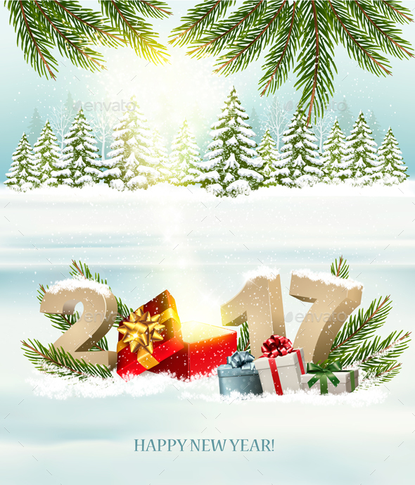 Happy New Year 2017! New Year Design Template Vector - New Year Seasons/Holidays