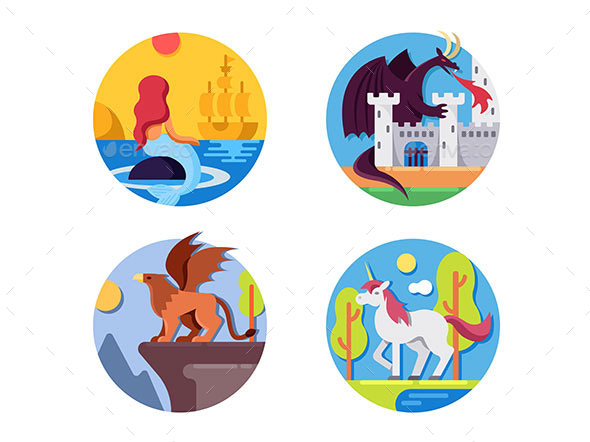 Fairy Mythical Creatures Icons - Web Elements Vectors